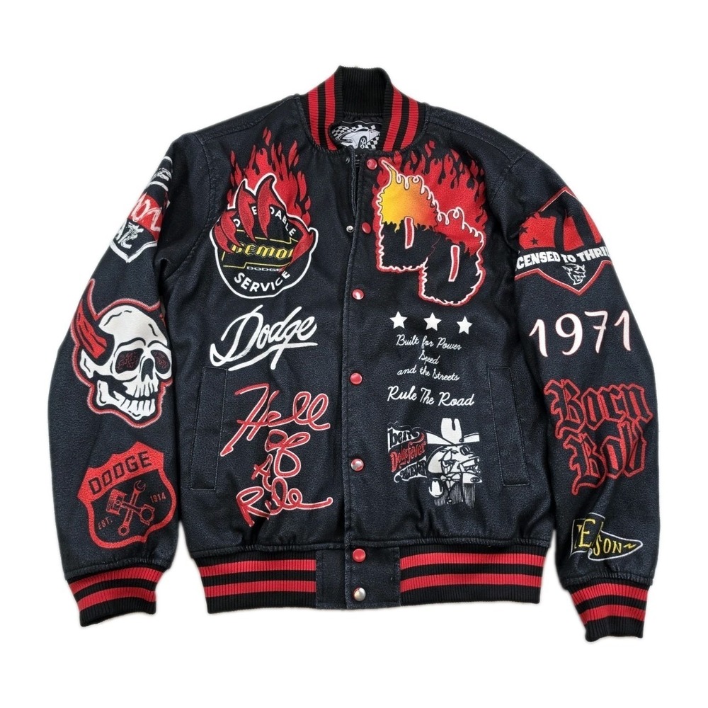 Dodge x Reason Demon SRT Varsity Jacket Men's M Hellcat Racing Quilted Lined